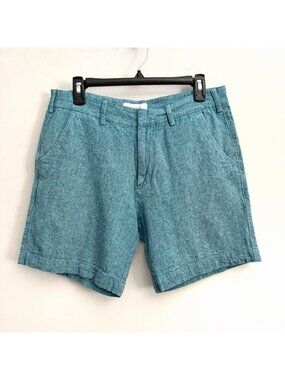 Gustin Teal Blue Green Cotton Chino Shorts Flat Front 7” Inseam Men’s Size 33